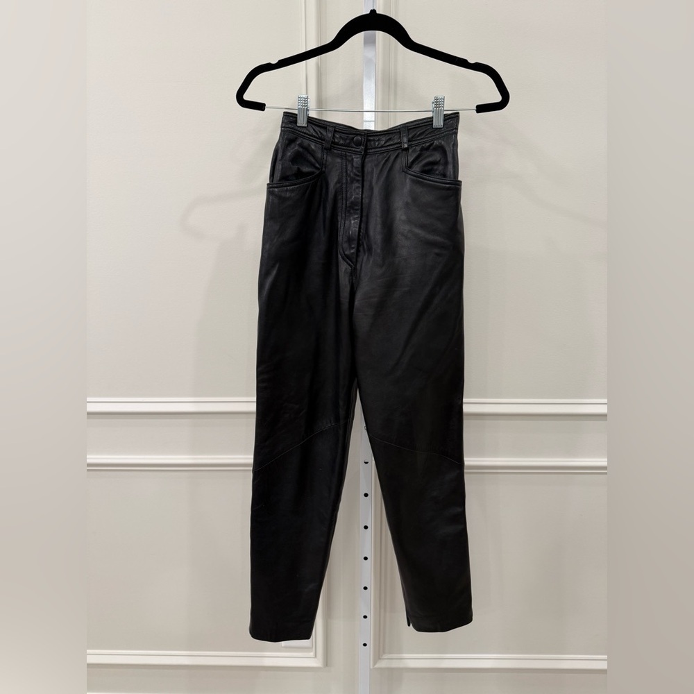 Vakko Straight Leg Leather Pants - Picture 5 of 14